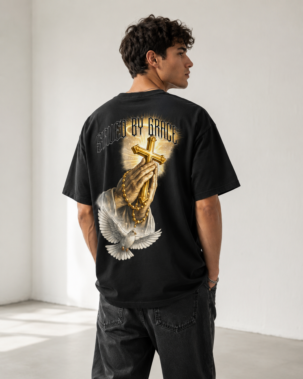 Pray Hands Premium Oversized Shirt