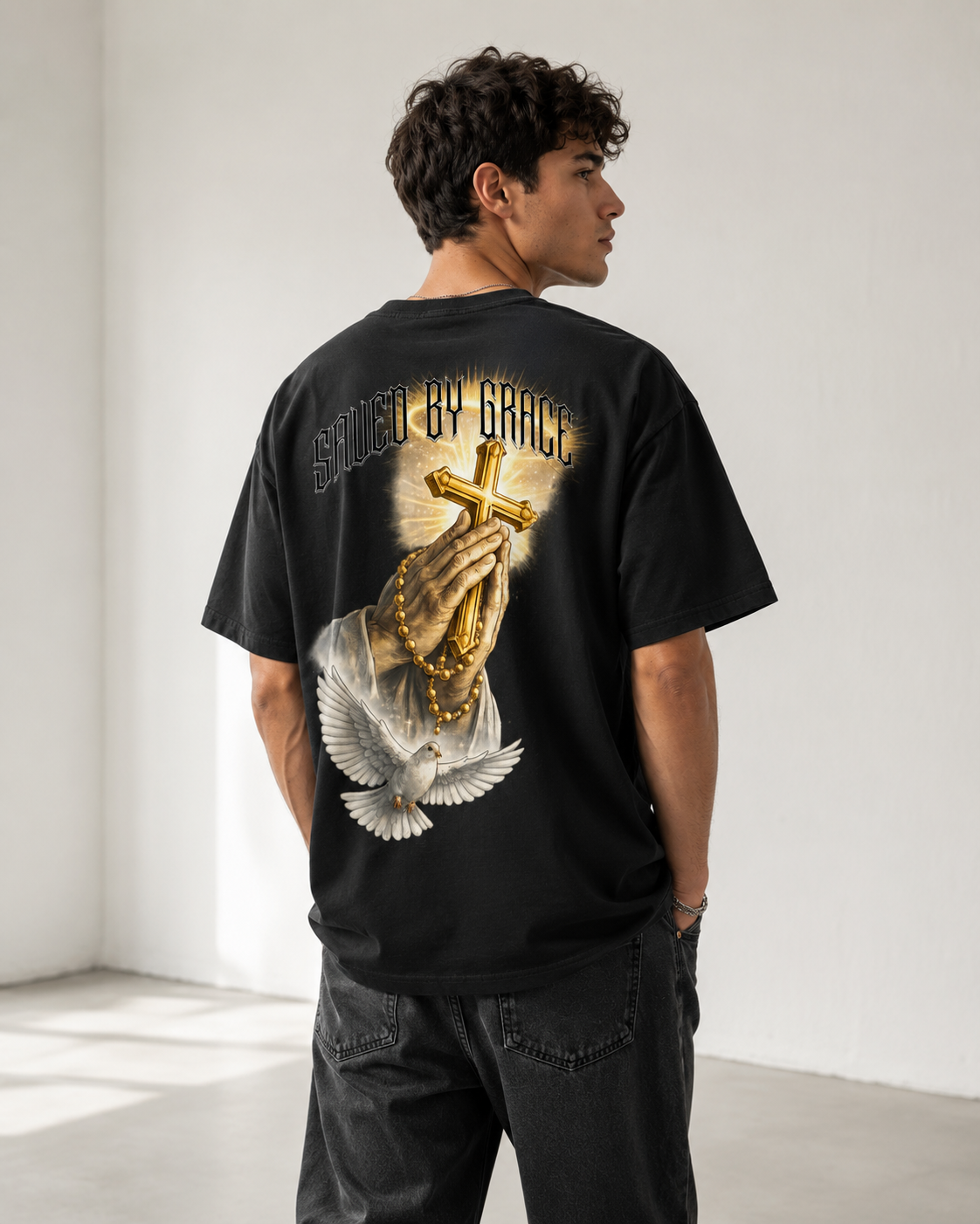 Pray Hands Premium Oversized Shirt