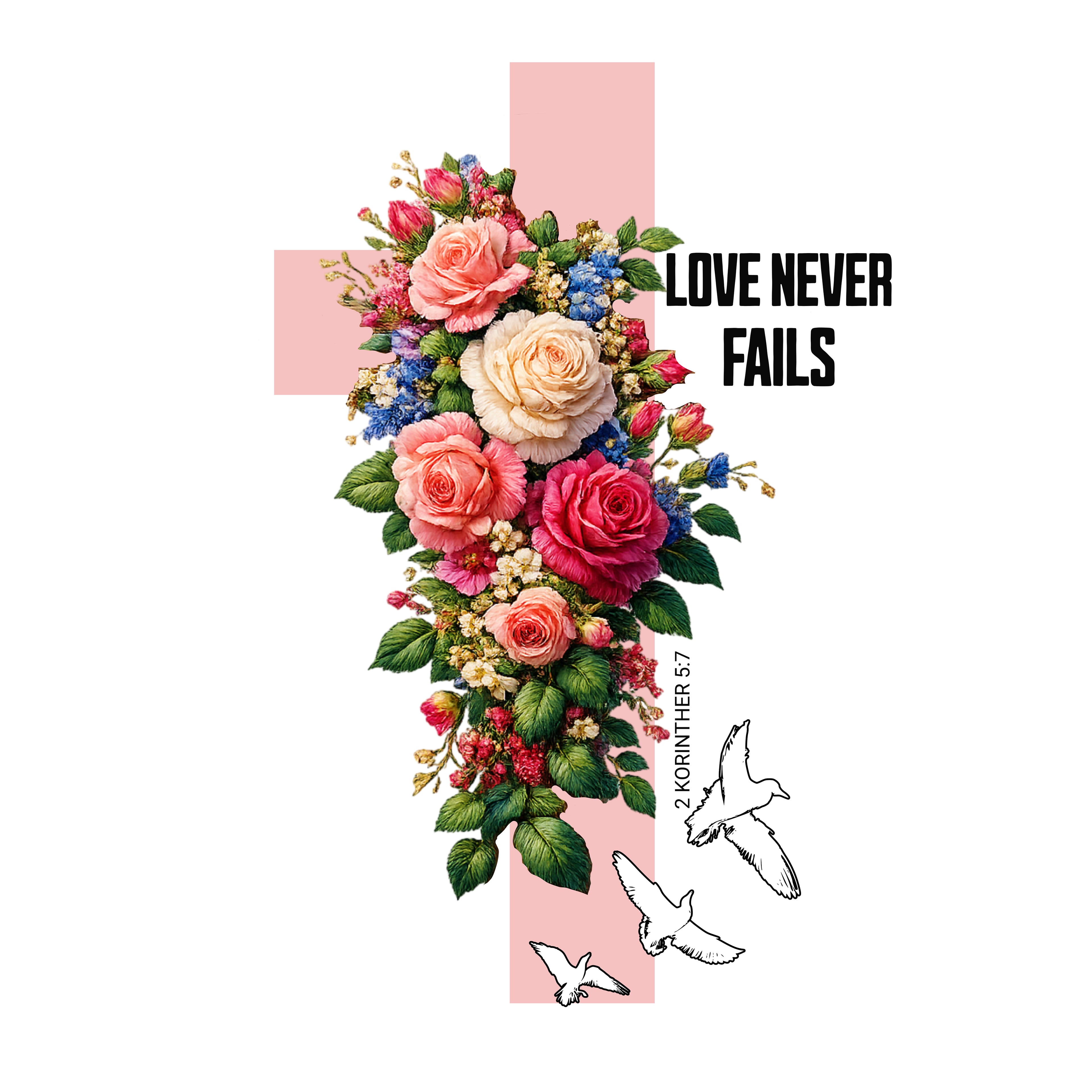 Flower Cross T-Shirt Pink